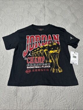 Jordan Boys Black Tee with Red & Gold Trophy Graphic, NWT’s, Size 7